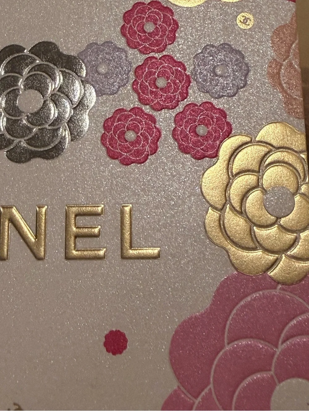 CHANEL Shimmery Pink, Gold, Silver Greeting Card. 🩷🏆🩶🩷🏆🩶